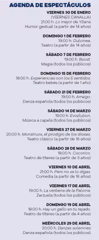 Cartel por días de los eventos
